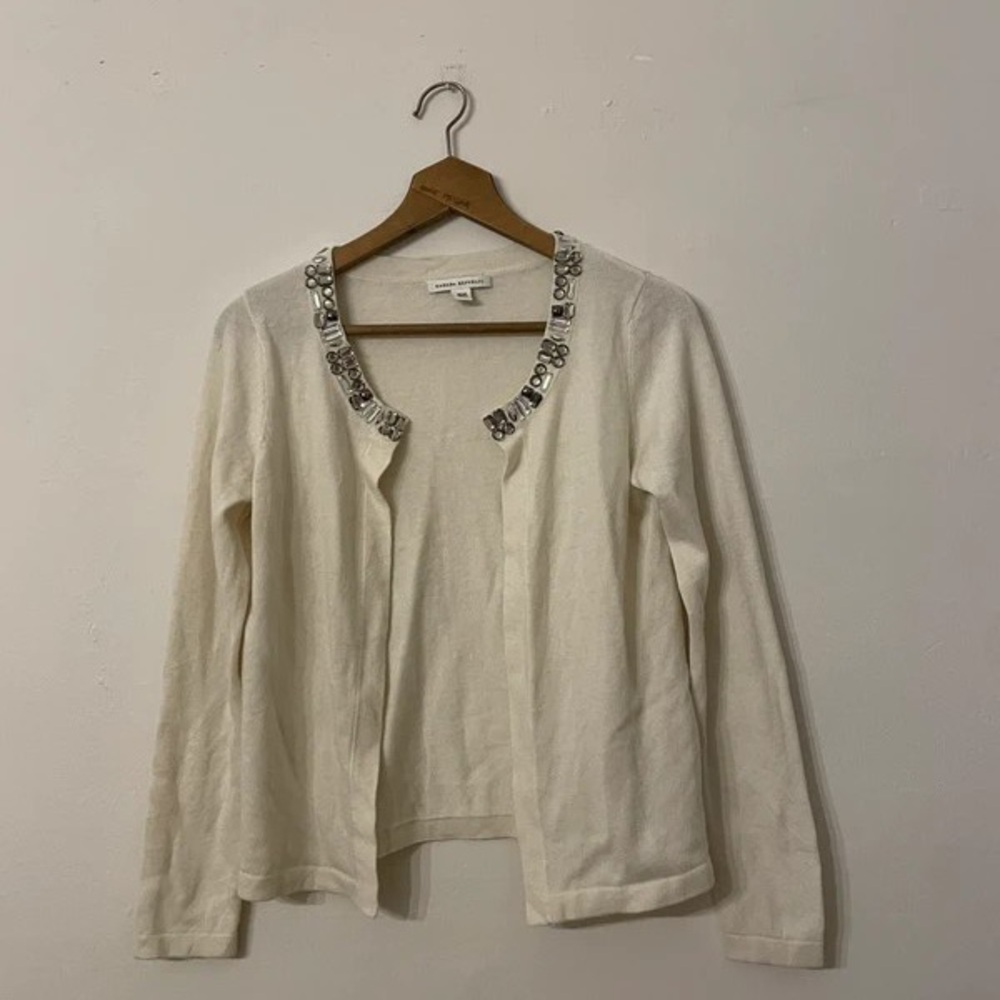 Forever 21 Cream Cardigan with Silver Embellishments